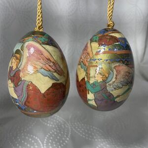 Vintage Reflections Barry Patch 1986 Angel Ornaments Lot of 2 Papier-Mâché